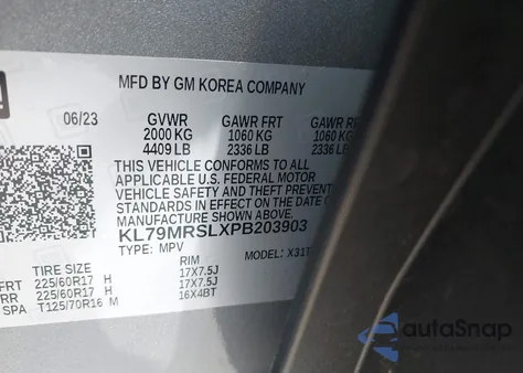 2023 Chevrolet Trailblazer Awd Lt from USA, damaged, VIN KL79MRSLXPB203903